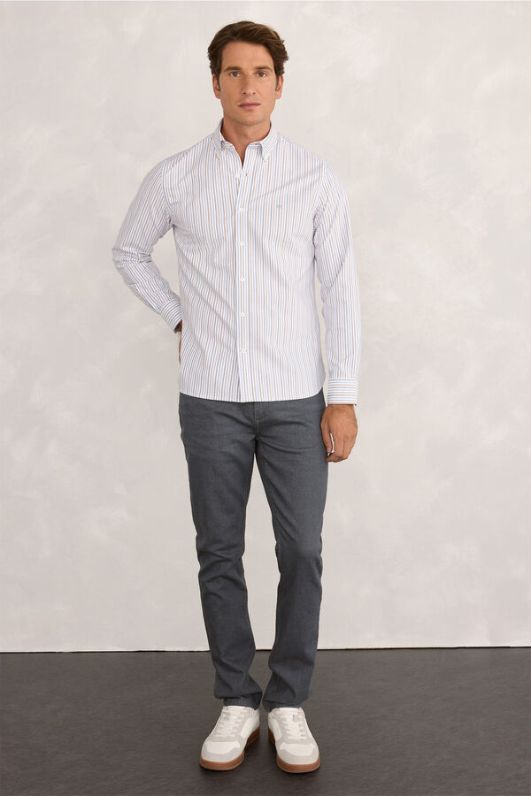 Pedro del Hierro Camisa Sport Rayas Azul Claro