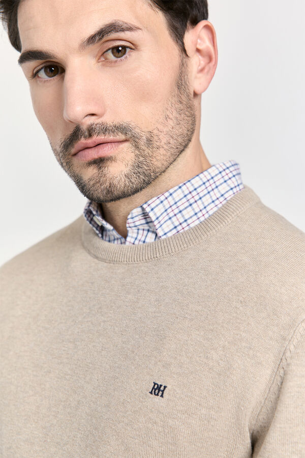 Pedro del Hierro Camisola básica gola caixa Bege