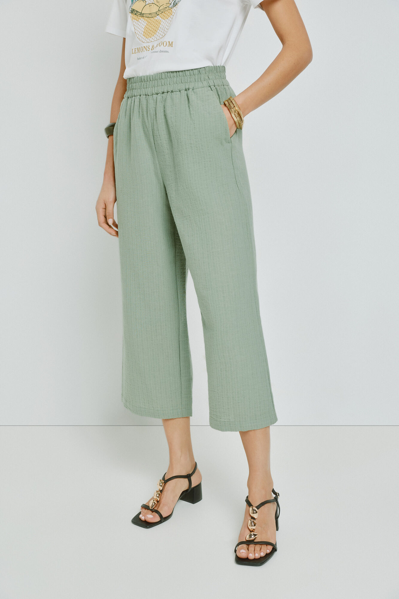 Milano Pantal&oacute;n liso con cinturilla el&aacute;stica