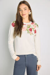 Milano Camisola estampada gola redonda Bege