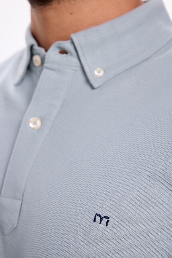 Milano Camisa polo Oxford com botões Azul