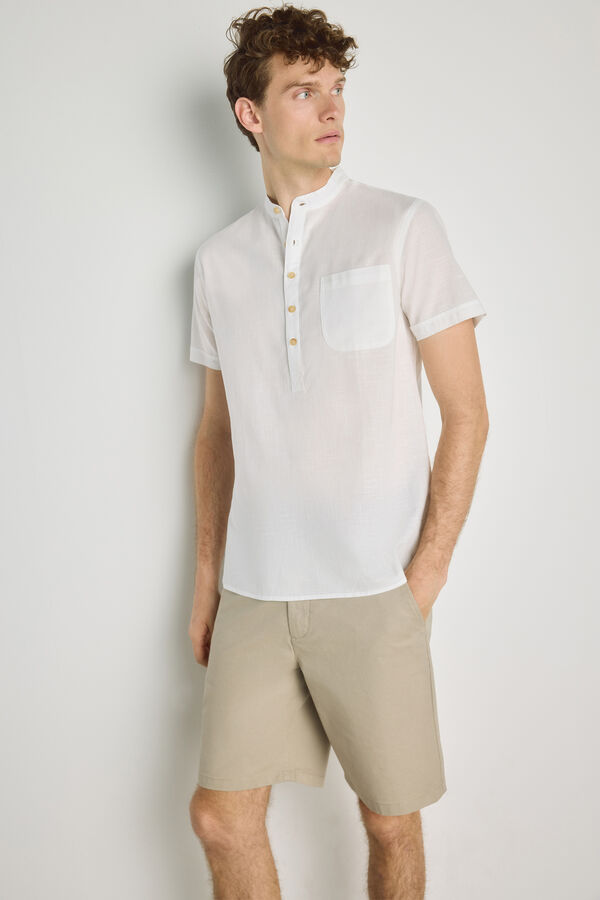 Milano Camisa gola mao manga curta Branco