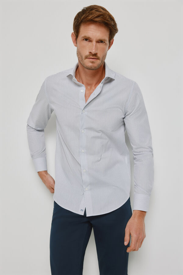 Milano Camisa rayas manga larga Azul