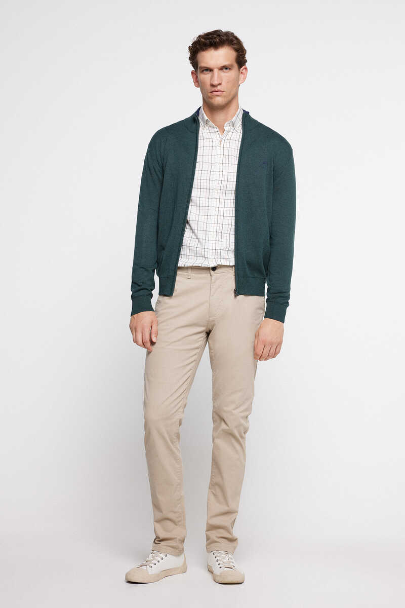 Fifty Outlet Cardigan PDH con cremallera dark green