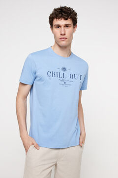 Fifty Outlet T-shirt manga curta. 100% algodão. Azul