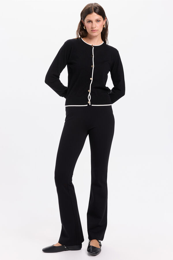 Milano Cardigan color negro con detalles a contraste en color blanco Negro