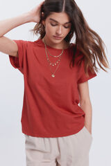 Milano Camiseta manga curta curta gola canelada Vermelho