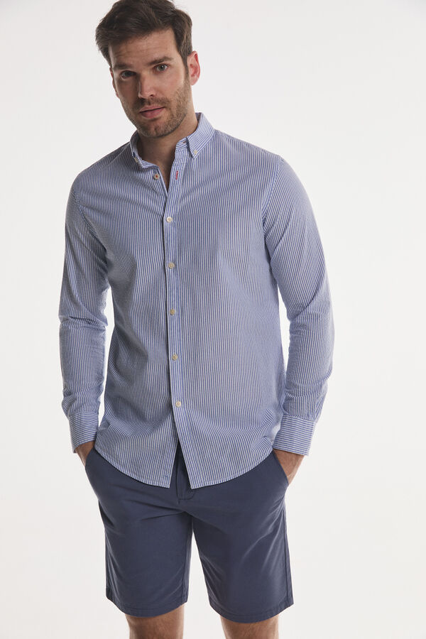 Fifty Outlet Camisa Pinpoint Lisa Azul