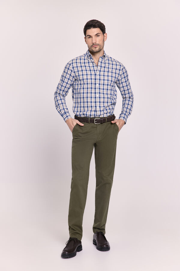 Pedro del Hierro Pantalón chino comfort fit Kaki Oscuro