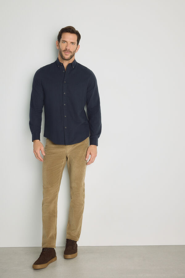 Springfield Camisa lisa manga larga Navy