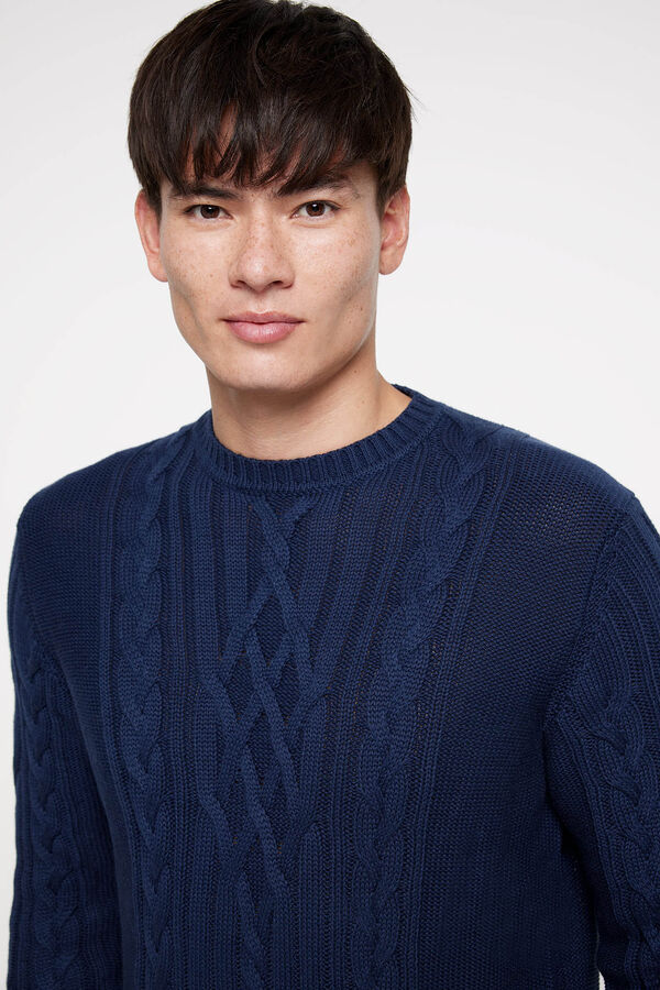 Milano Camisola de gola caixa com fios e cabos Marinho