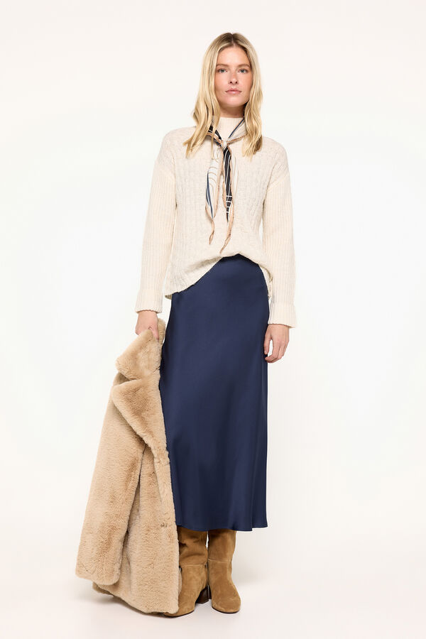 Milano Su&eacute;ter tecido melange com gola perkins C&aacute;qui escuro