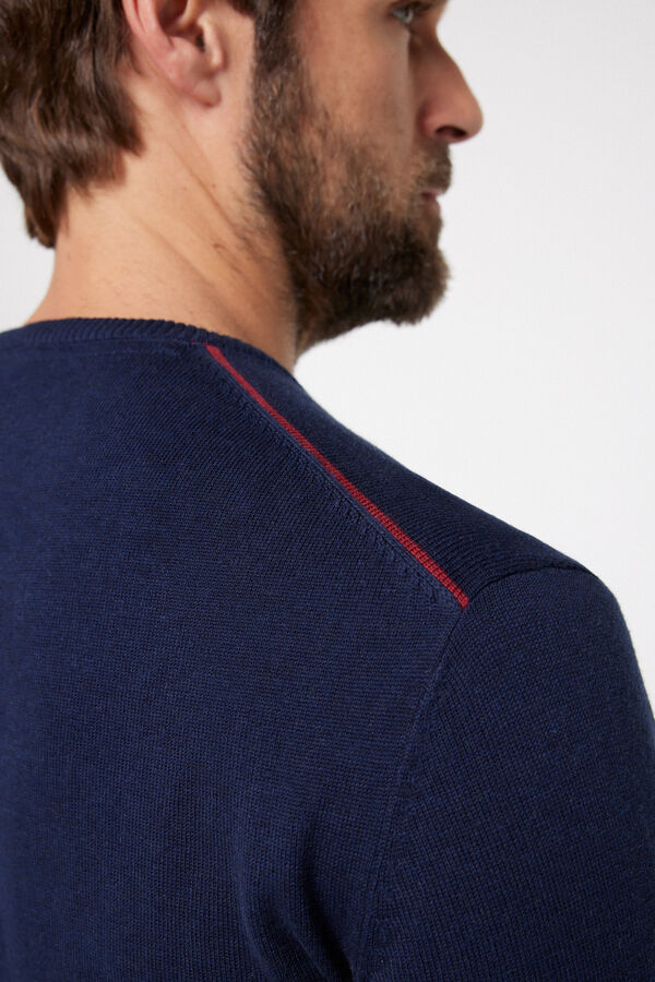 Milano Camisola Jacquard Algod&atilde;o. Marinho