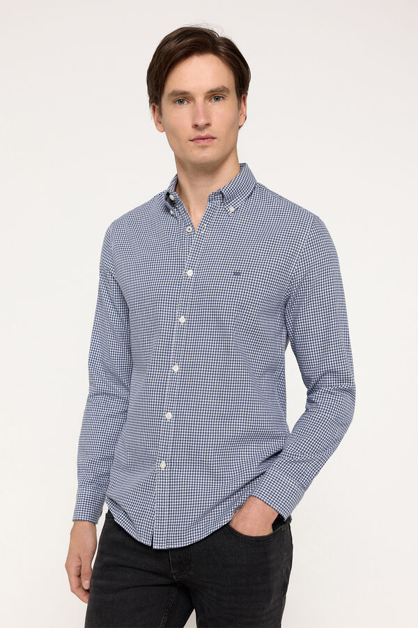 Milano Camisa Twill Xadrez Estampado azul