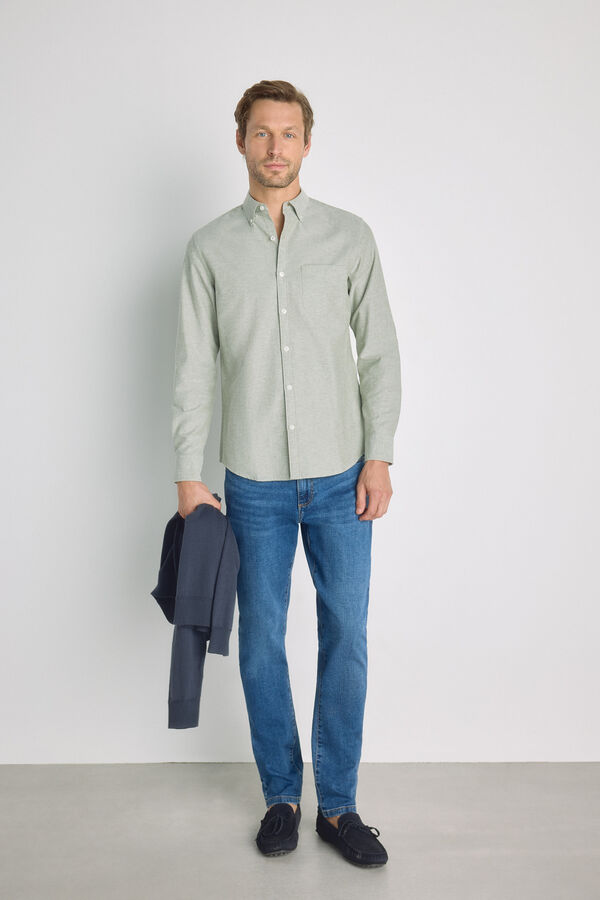 Milano Camisa lisa manga larga Verde