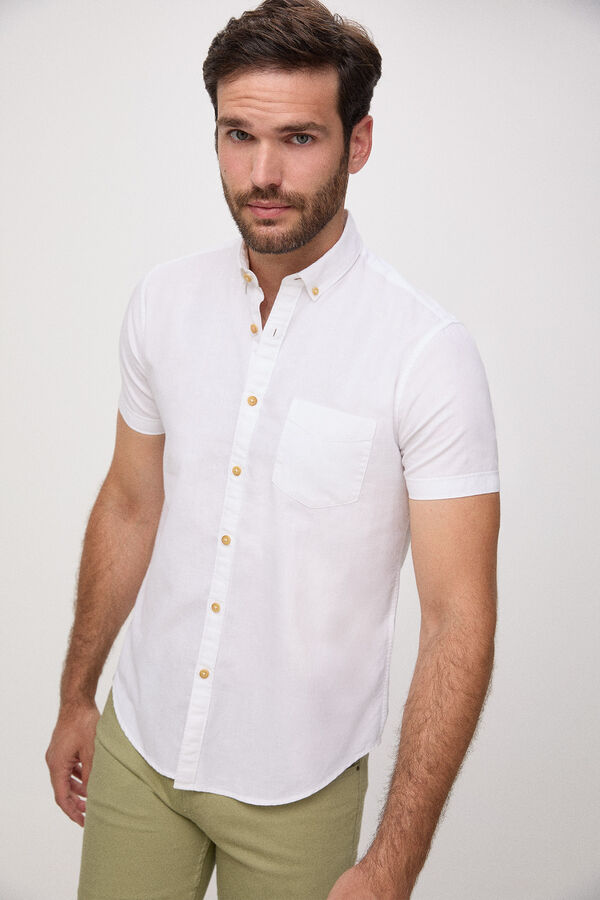 Fifty Outlet Camisa Lino Lisa Blanco