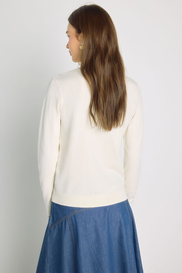 Milano Camisola de gola redonda com estrutura Bege