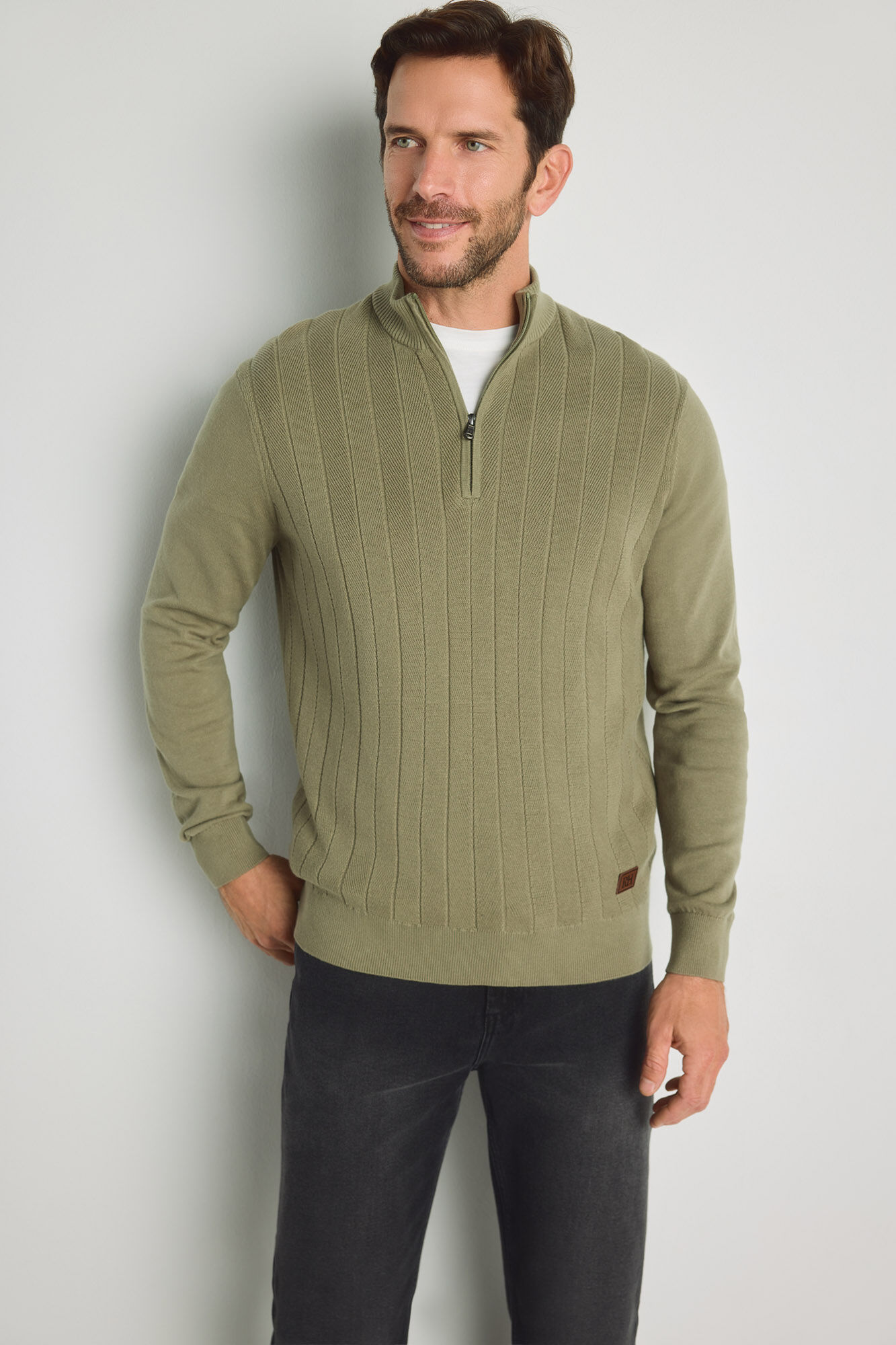 Pedro del Hierro Camisola gola semicisne com fecho-&eacute;clair