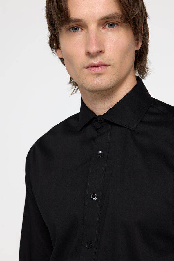 Milano Camisa Entallada lisa Negro