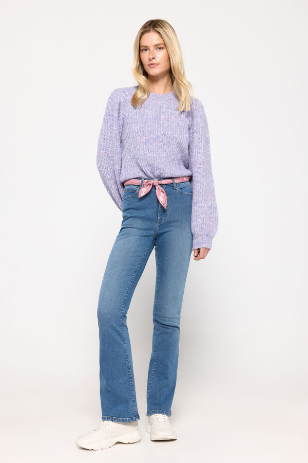 Milano Su&eacute;ter melange manga bufante P&uacute;rpura