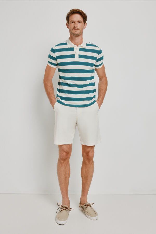 Milano Polo de riscas de manga curta Azul