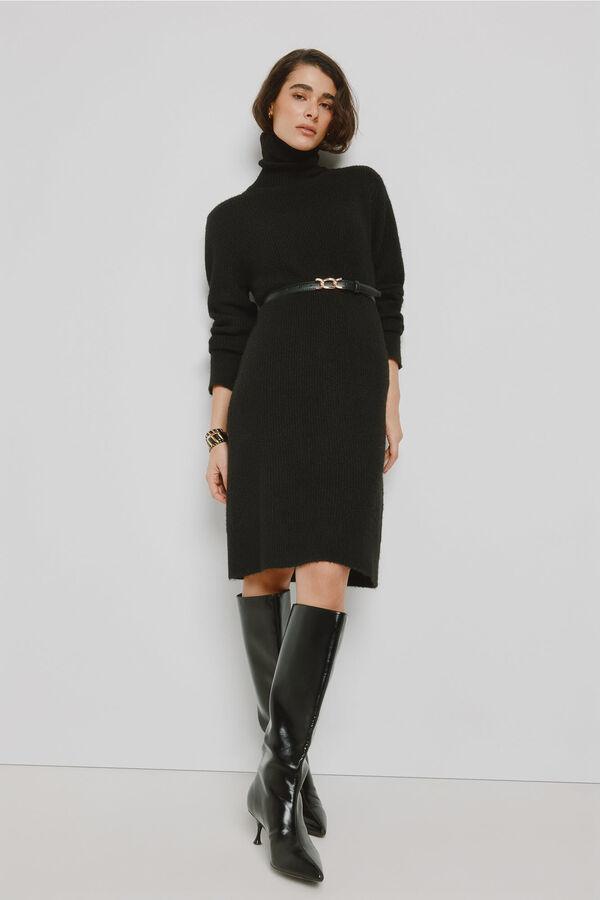 Milano Vestido gola cisne Preto