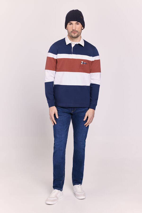 Milano Polo rayas manga larga Navy