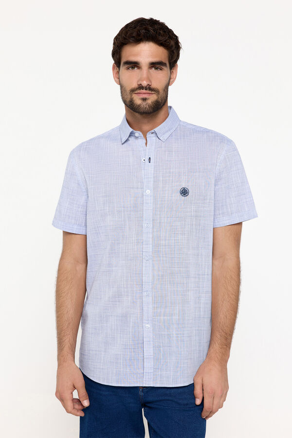 Springfield Camisa Slub Microcheck Azul