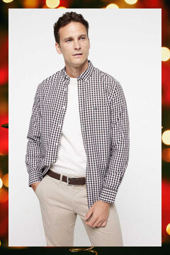 Fifty Outlet Camisa Popelina Vichy Castanho