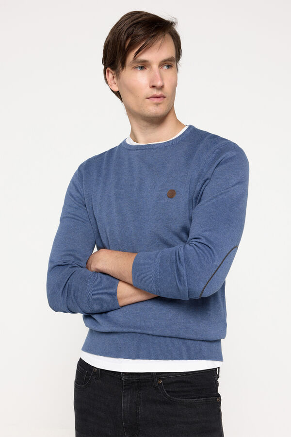 Milano Jersey cuello caja parche Azul