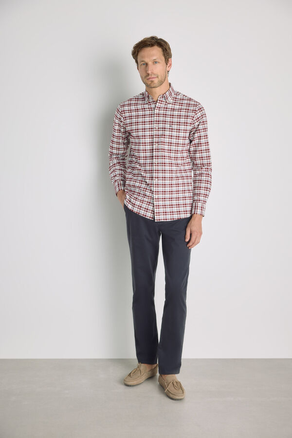 Pedro del Hierro Camisa cuadros manga larga Granate