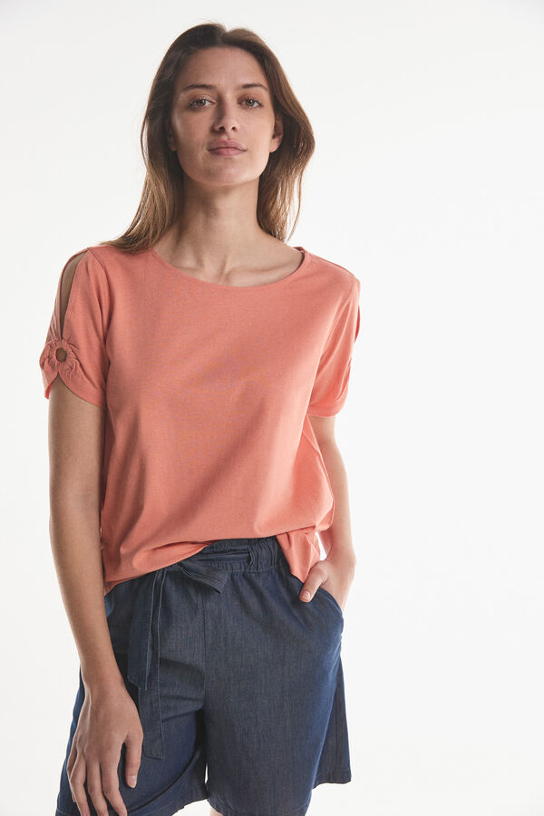 Fifty Outlet T-shirt argola manga Coral