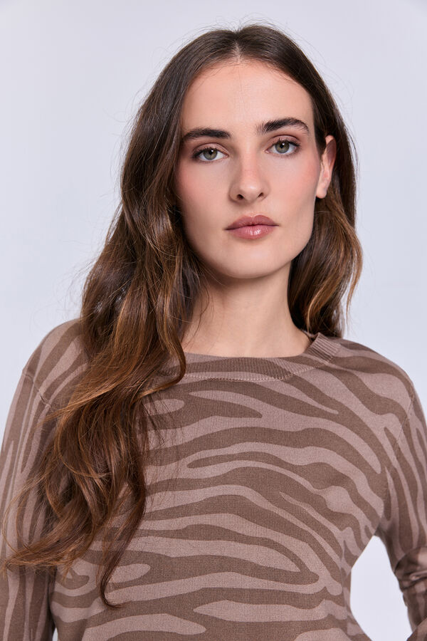 Milano Jersey estampado cuello redondo natural