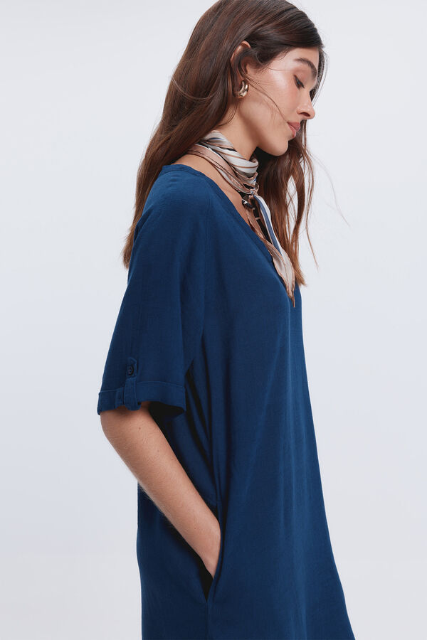 Milano Vestido curto de linho Azul