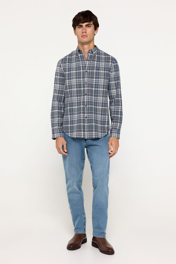 Milano Camisa Twill Cuadros Estampado azul