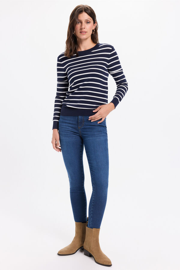 Milano Jersey basico punto liso rayas bicolor Azul