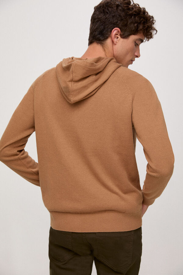 Fifty Outlet Sweatshirt de malha tricot com capuz Camel