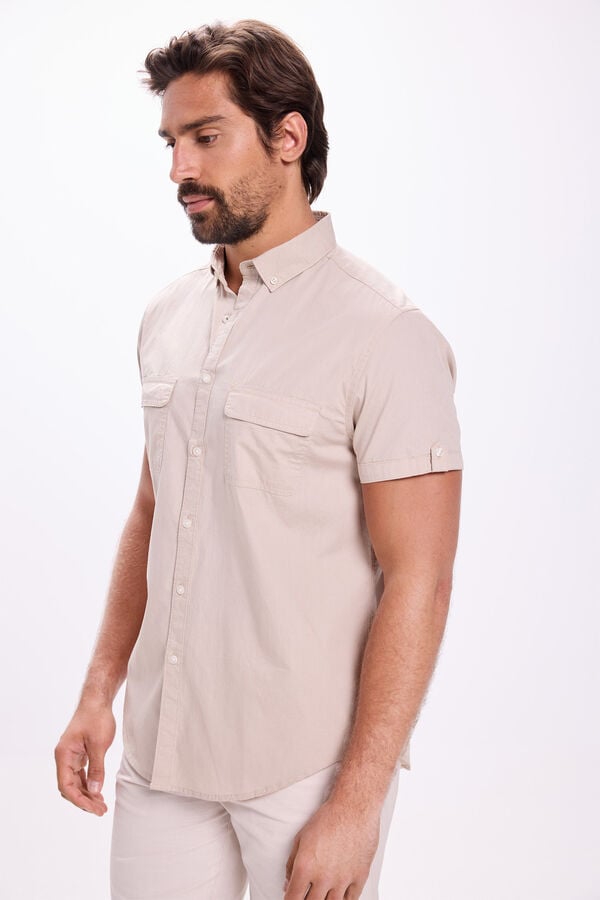 Milano Camisa popelina lisa Bege