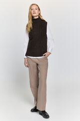 Milano Chaleco punto con estructura cuello vuelto Marrón Oscuro