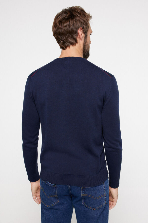 Milano Camisola Jacquard Algod&atilde;o. Marinho