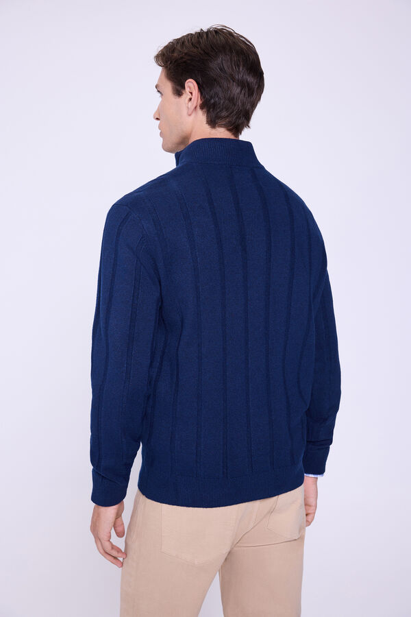 Milano Camisola Canalé com fecho médio Marinho