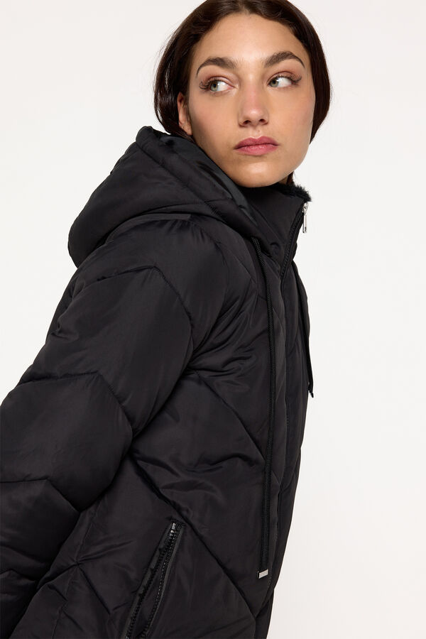 Milano Abrigo acolchado corto con capucha Negro