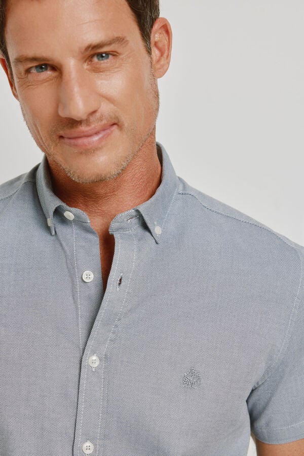 Springfield Camisa lisa de manga curta Azul indigo