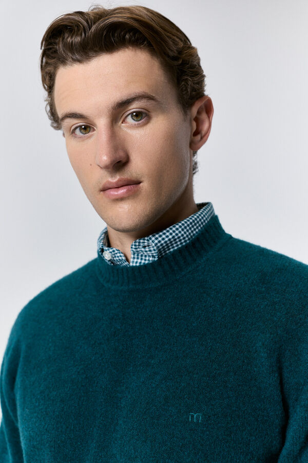 Milano Jersey cuello caja regular fit Azul