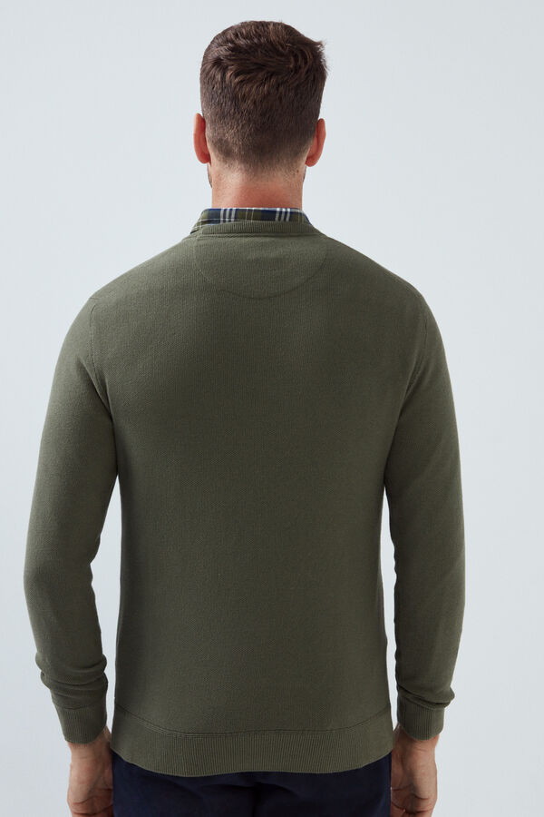 Fifty Outlet camisola de gola caixa confecionada com algodão de qualidade com microestrutura Estampado verde
