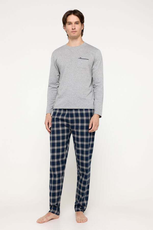Milano Pijama de cuadros Gris