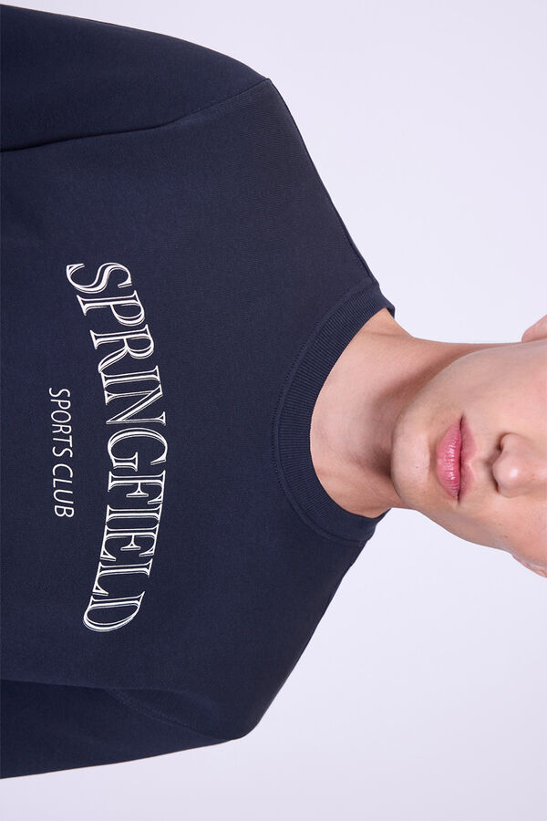 Springfield Sweatshirt com logo e gola redonda Marinho