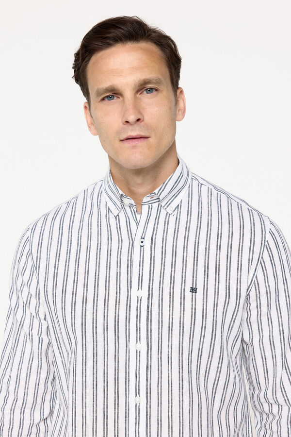 Fifty Outlet Camisa Lino Rayas Navy