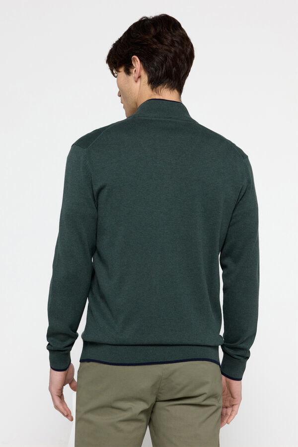 Milano Cardigan de algod&atilde;o com z&iacute;per Verde