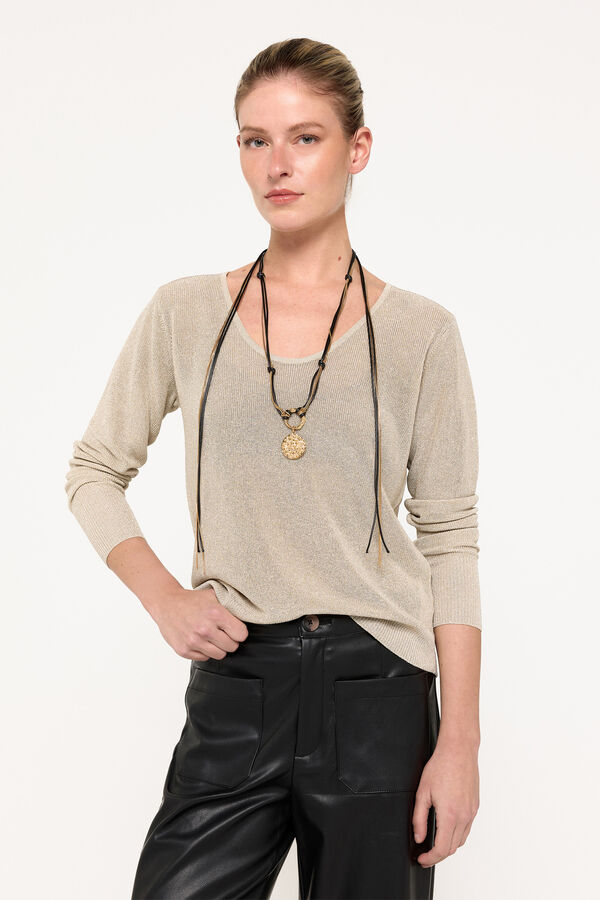 Milano Jersey de punto metalizado Granate